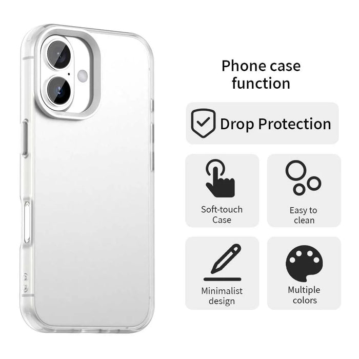 For iPhone 17 Case PC + TPU + PET Matte Anti-Drop Phone Back Cover - White - 4