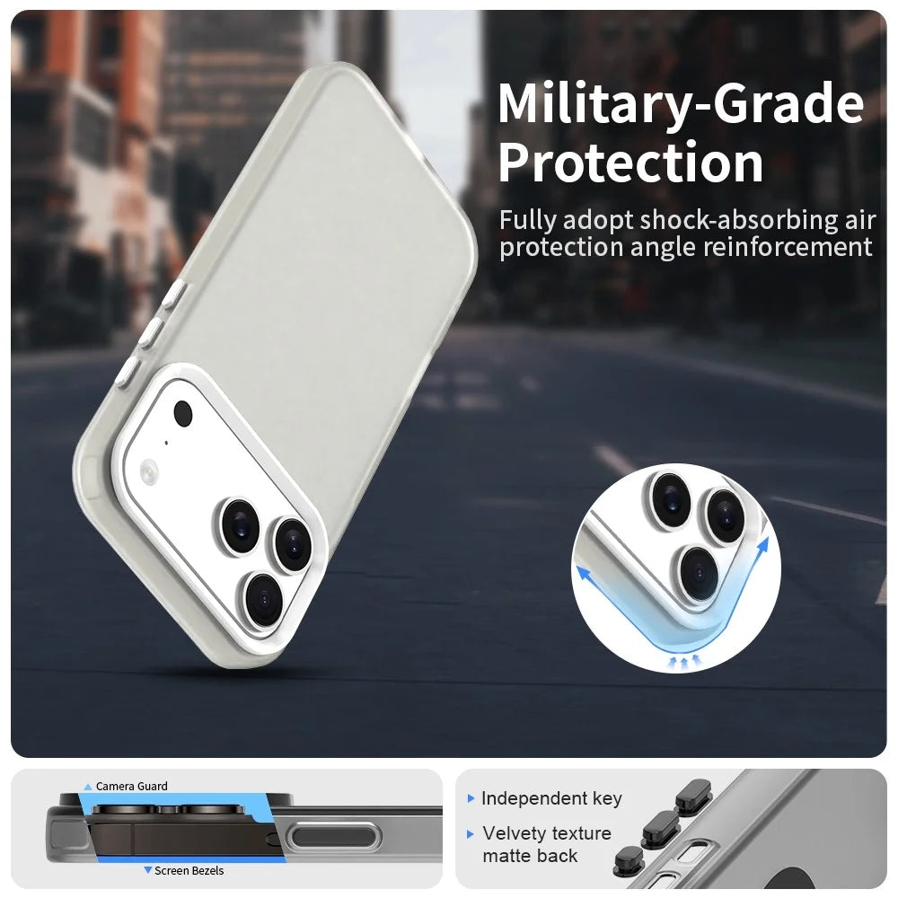 For iPhone 17 Pro Case PC + TPU + PET Matte Anti-Drop Phone Back Cover - White - 7