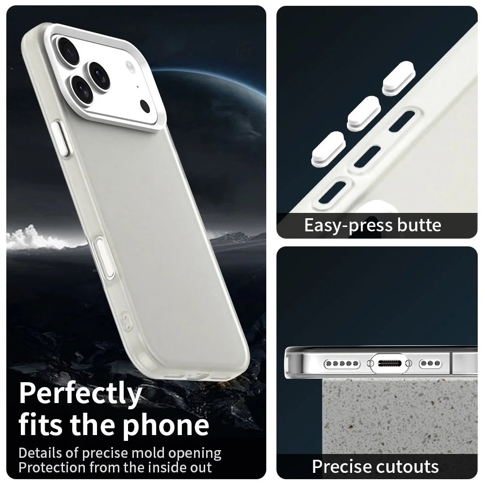 For iPhone 17 Pro Max Case PC + TPU + PET Matte Anti-Drop Phone Back Cover - White - 2