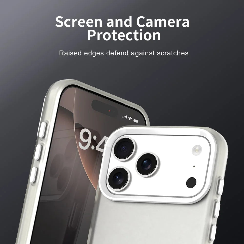For iPhone 17 Pro Max Case PC + TPU + PET Matte Anti-Drop Phone Back Cover - White - 6
