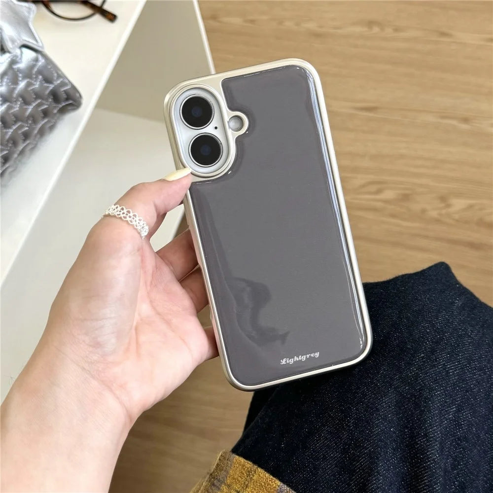 For iPhone 16 Case Minimalist Aesthetic Hard PC Epoxy Phone Cover - 3