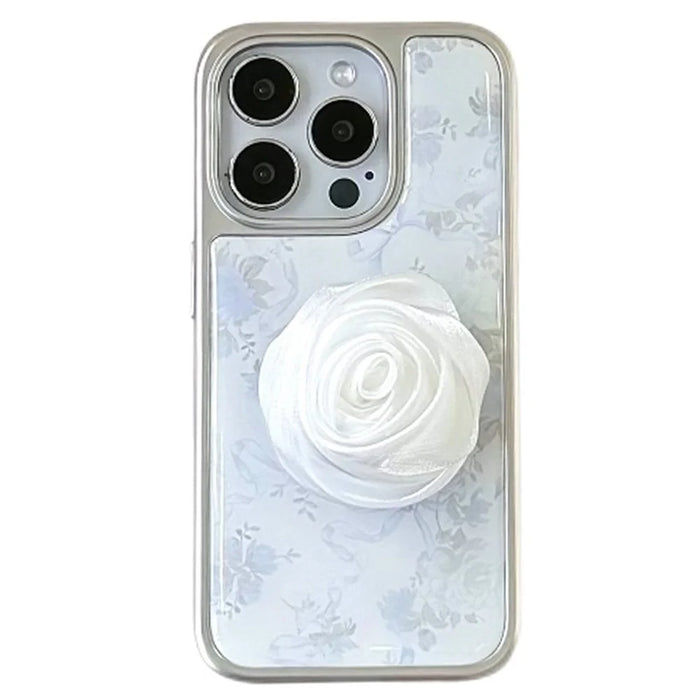 For iPhone 15 Pro Case 3D Camellia Charm Hard PC Epoxy Phone Cover - 1