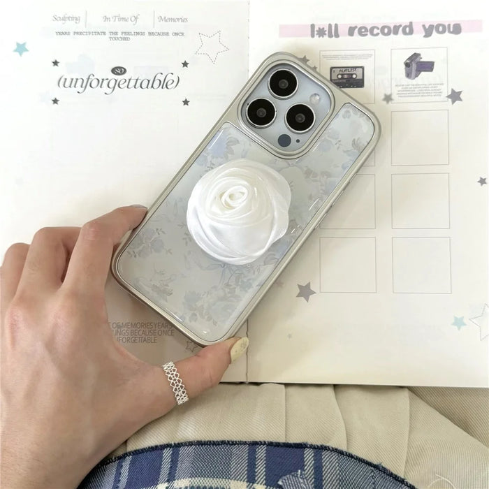 For iPhone 15 Pro Case 3D Camellia Charm Hard PC Epoxy Phone Cover - 3