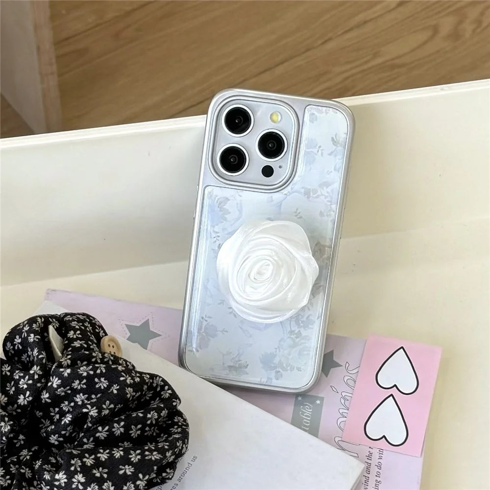 For iPhone 15 Pro Max Case 3D Camellia Charm Hard PC Epoxy Phone Cover - 2