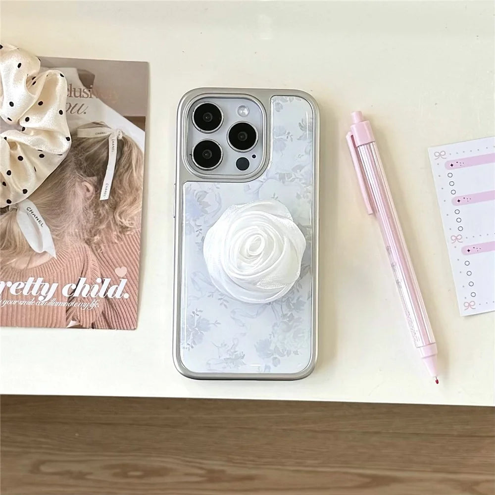 For iPhone 15 Pro Max Case 3D Camellia Charm Hard PC Epoxy Phone Cover - 3