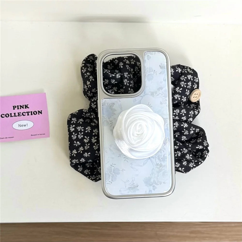 For iPhone 15 Pro Max Case 3D Camellia Charm Hard PC Epoxy Phone Cover - 5