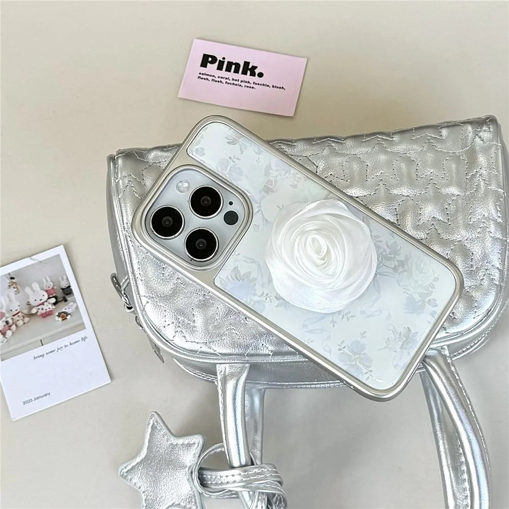 For iPhone 15 Pro Max Case 3D Camellia Charm Hard PC Epoxy Phone Cover - 6