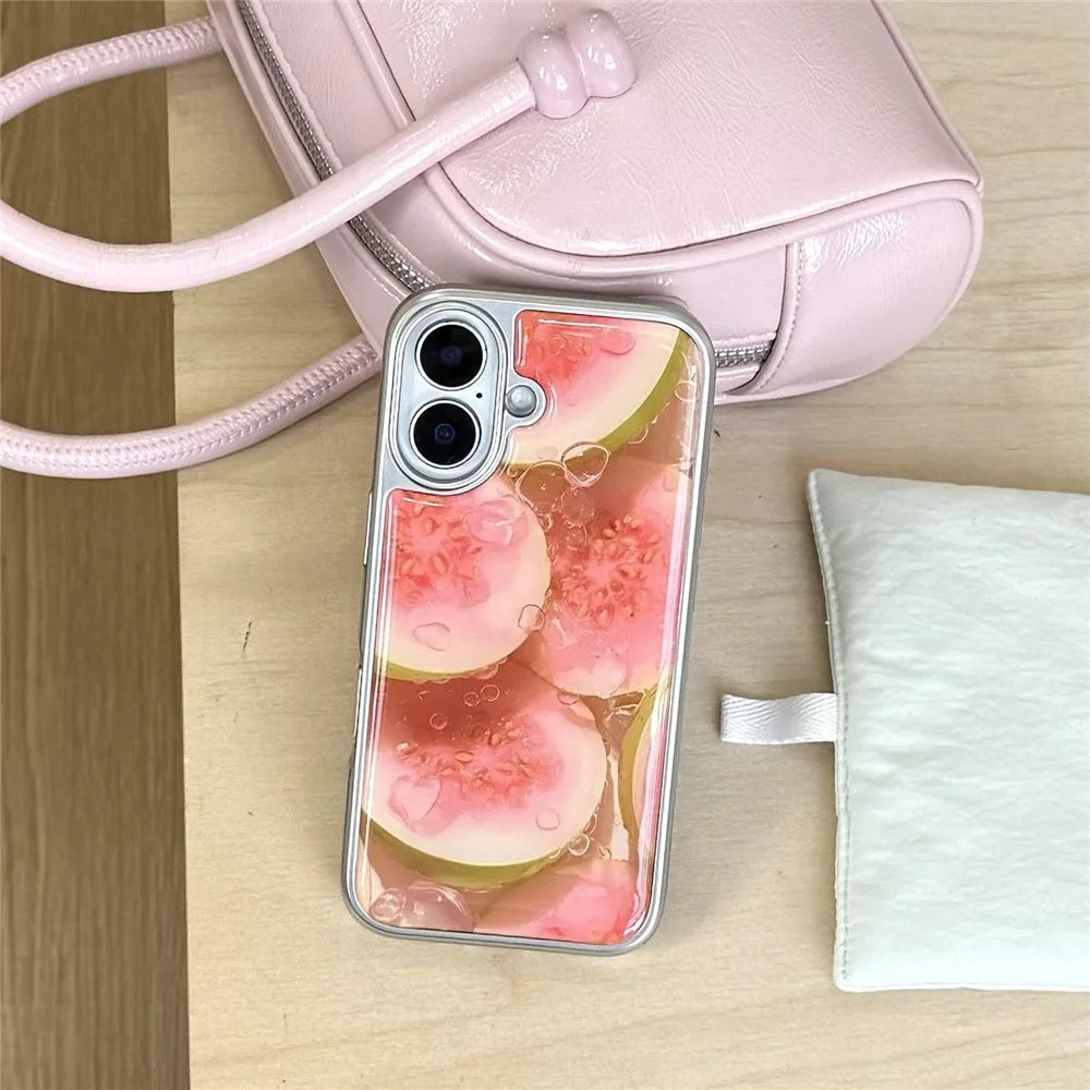 For iPhone 16 Case Epoxy Fruit Pattern Hard PC Shockproof Phone Cover - Guave - 3