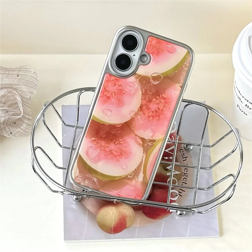 For iPhone 16 Case Epoxy Fruit Pattern Hard PC Shockproof Phone Cover - Guave - 4