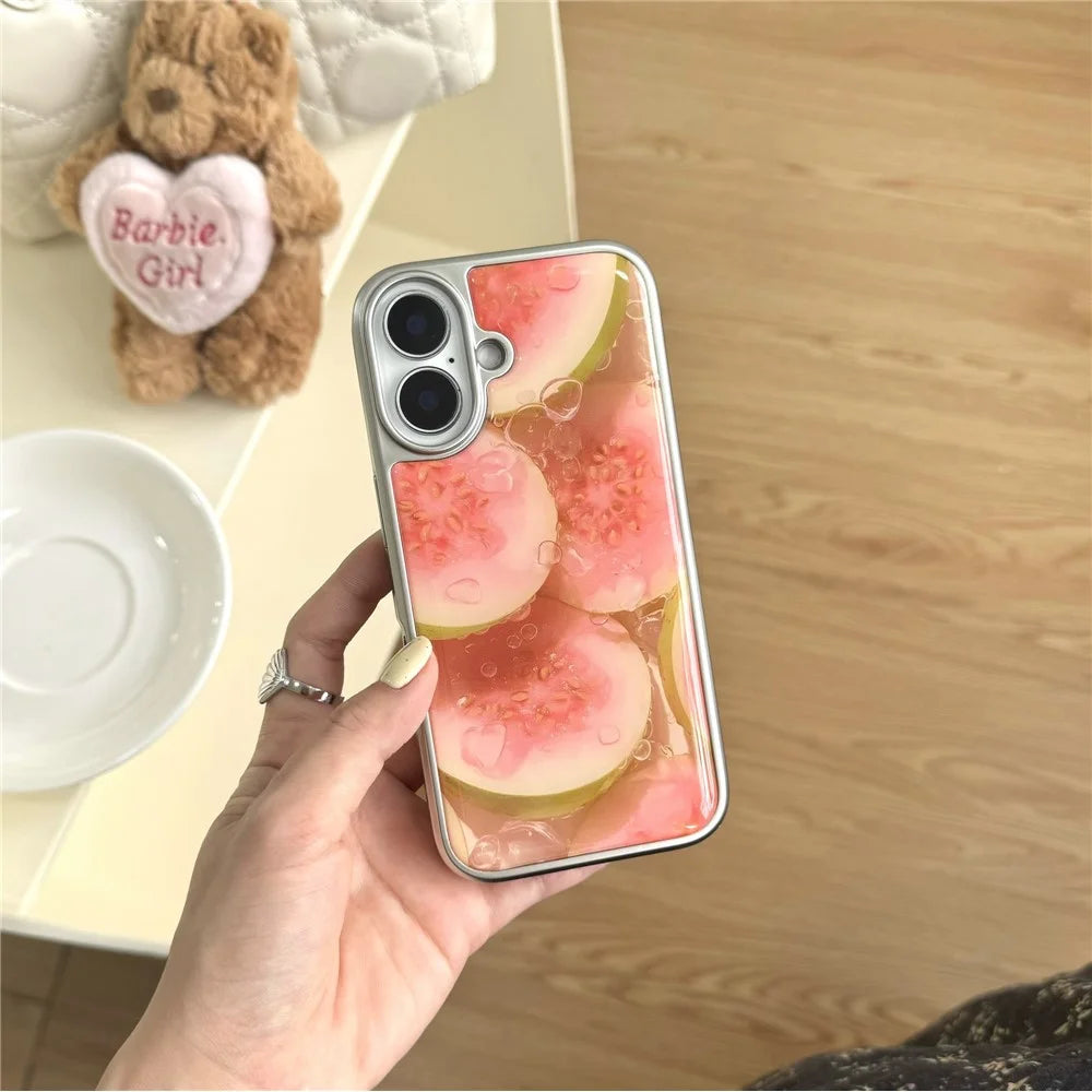 For iPhone 16 Case Epoxy Fruit Pattern Hard PC Shockproof Phone Cover - Guave - 5