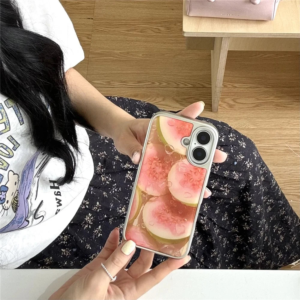 For iPhone 16 Case Epoxy Fruit Pattern Hard PC Shockproof Phone Cover - Guave - 6