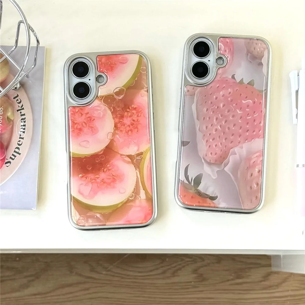 For iPhone 16 Case Epoxy Fruit Pattern Hard PC Shockproof Phone Cover - Guave - 7