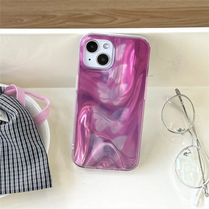 For iPhone 15 Case Gradient Butterflies Double-Sided IMD TPU Shockproof Phone Cover - 3