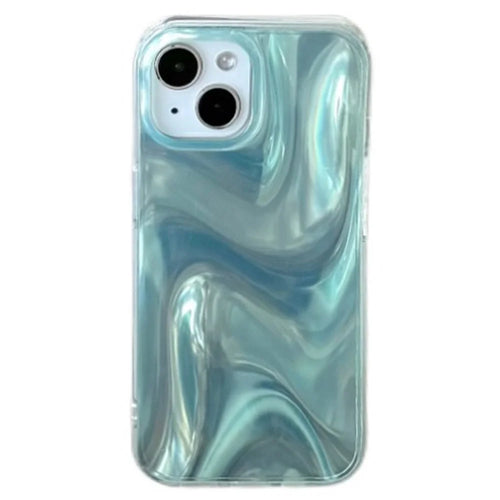 For iPhone 15 Case Satin Swirl Texture Double-Sided IMD TPU Phone Cover - Green - 1