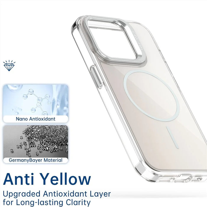 For iPhone 15 Pro Case Compatible with MagSafe TPU + Acrylic Gradient Phone Cover with Kickstand - White - 5