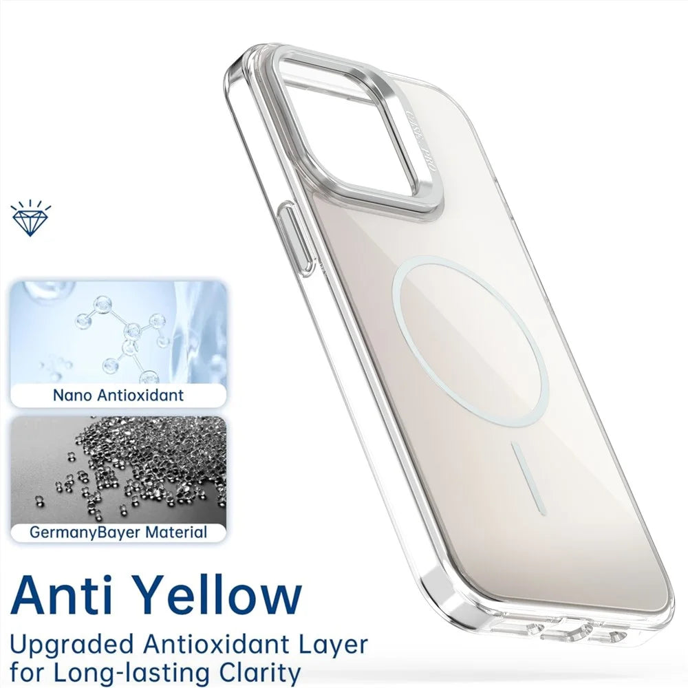 For iPhone 15 Pro Max Case Compatible with MagSafe TPU + Acrylic Gradient Phone Cover with Kickstand - White - 6