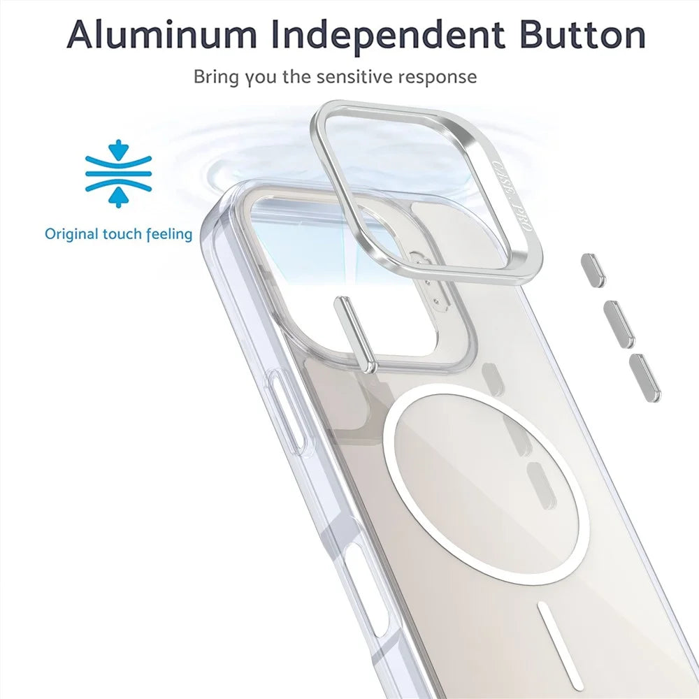 For iPhone 16 Pro Case Compatible with MagSafe TPU + Acrylic Gradient Phone Cover with Kickstand - White - 2