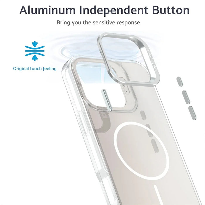 For iPhone 16 Pro Max Case Compatible with MagSafe TPU + Acrylic Phone Cover with Lens Frame Kickstand - White - 2