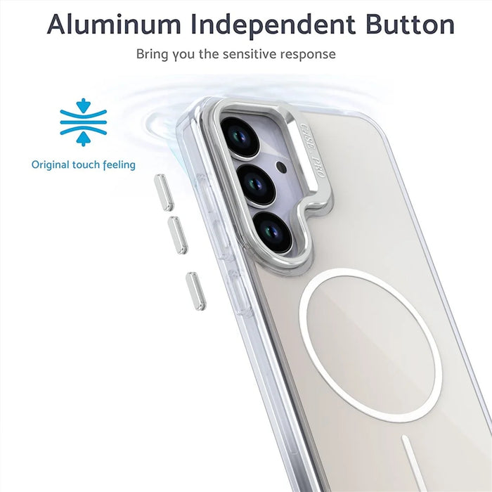 For Samsung Galaxy S25 Magnetic Case TPU + Acrylic Gradient Phone Cover with Kickstand - White - 4