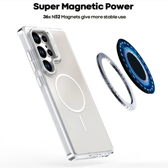 For Samsung Galaxy S25 Ultra Magnetic Case TPU + Acrylic Gradient Phone Cover with Kickstand - White - 3