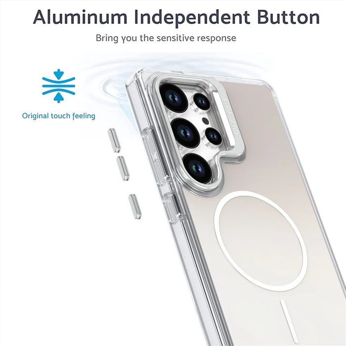 For Samsung Galaxy S25 Ultra Magnetic Case TPU + Acrylic Gradient Phone Cover with Kickstand - White - 4