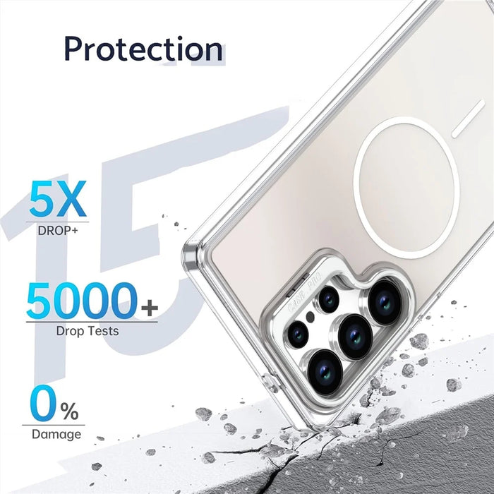 For Samsung Galaxy S25 Ultra Magnetic Case TPU + Acrylic Gradient Phone Cover with Kickstand - White - 6