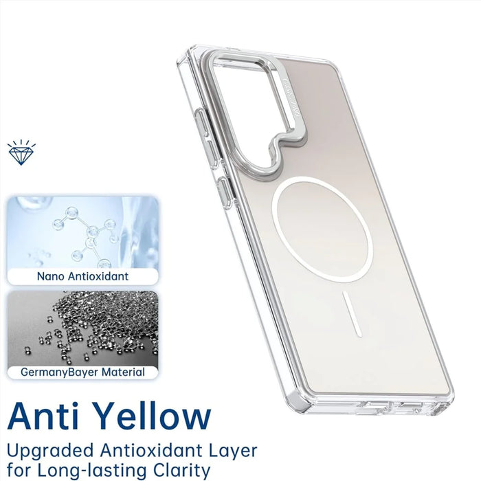 For Samsung Galaxy S25 Ultra Magnetic Case TPU + Acrylic Gradient Phone Cover with Kickstand - White - 7