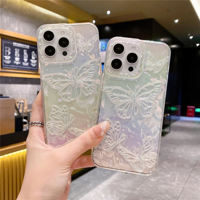 For iPhone 15 Pro Case 3D Laser Butterfly Design Shockproof TPU Phone Cover - 6