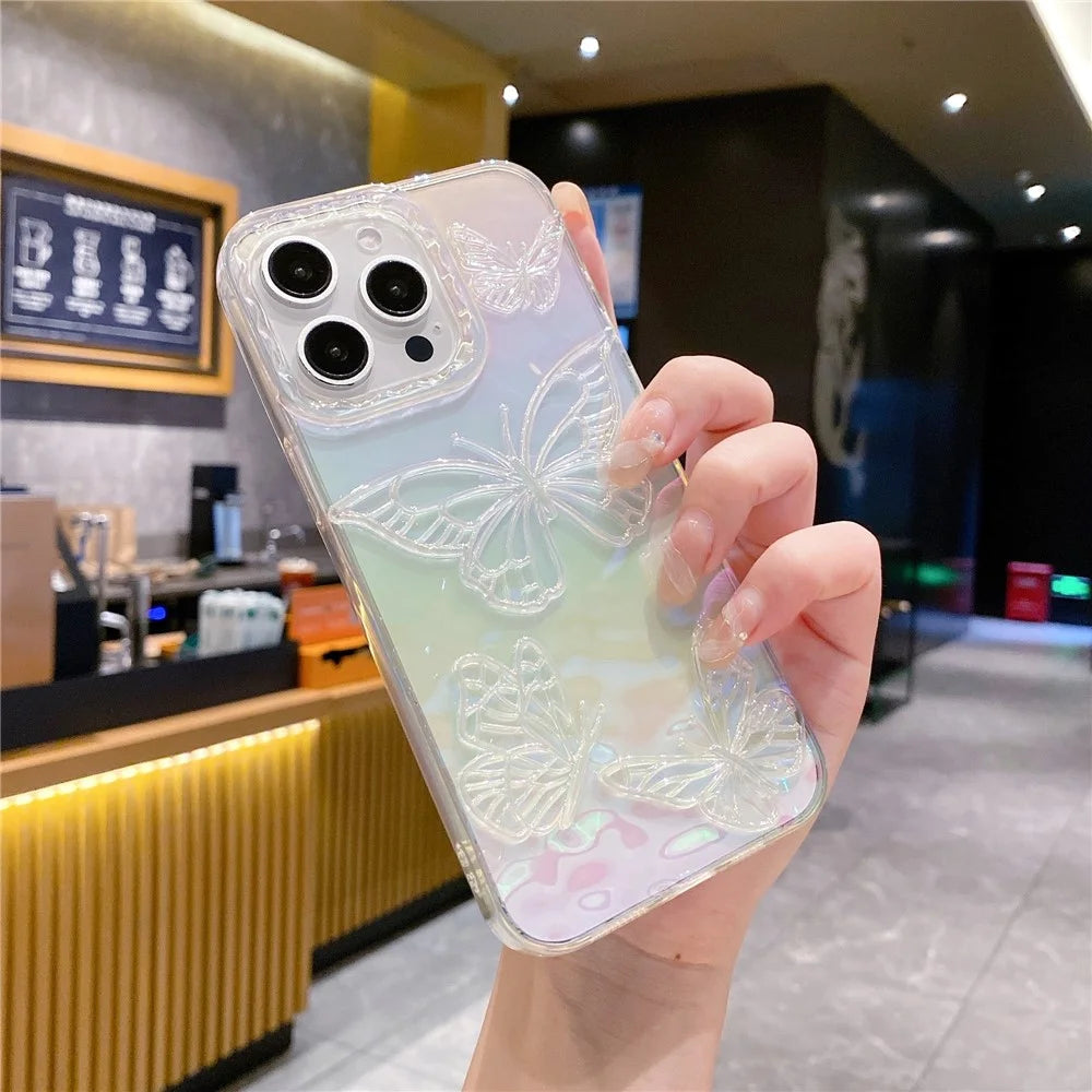 For iPhone 15 Pro Max Case 3D Laser Butterfly Design Shockproof TPU Phone Cover - 5