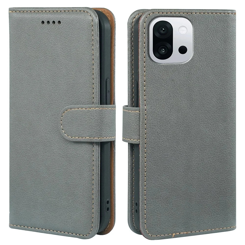 For OnePlus 13T 5G Case RFID Blocking Wallet Litchi Texture Leather Phone Cover Magnetic Clasp - Grey - 1