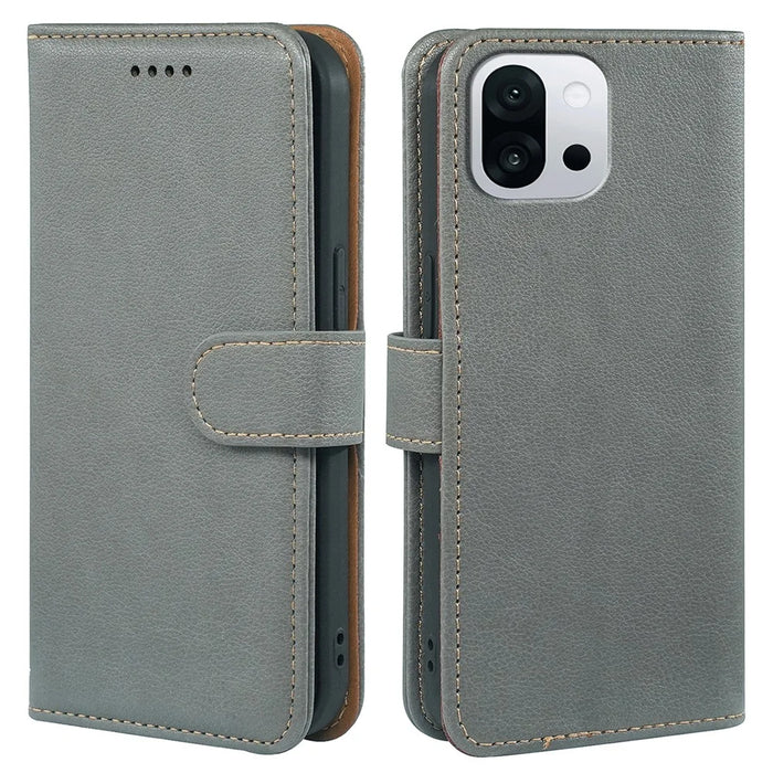 For OnePlus 13T 5G Case RFID Blocking Wallet Litchi Texture Leather Phone Cover Magnetic Clasp - Grey - 1