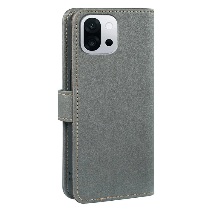 For OnePlus 13T 5G Case RFID Blocking Wallet Litchi Texture Leather Phone Cover Magnetic Clasp - Grey - 7