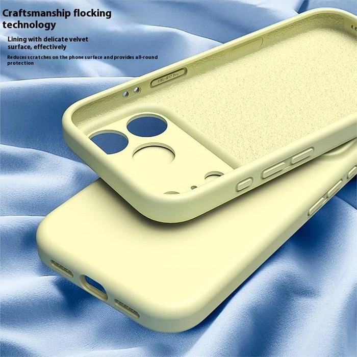 For iPhone 17 Pro Case Precision Fit PC + Liquid Silicone Protective Phone Cover with Microfiber Lining - Cream Yellow - 4