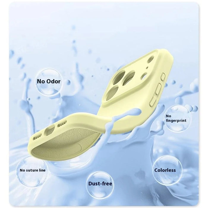 For iPhone 17 Pro Case Precision Fit PC + Liquid Silicone Protective Phone Cover with Microfiber Lining - Cream Yellow - 6