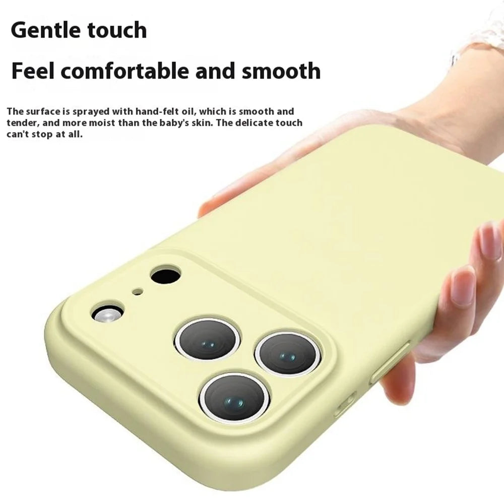 For iPhone 17 Pro Max Case Precision Fit PC + Liquid Silicone Protective Phone Cover with Microfiber Lining - Cream Yellow - 3