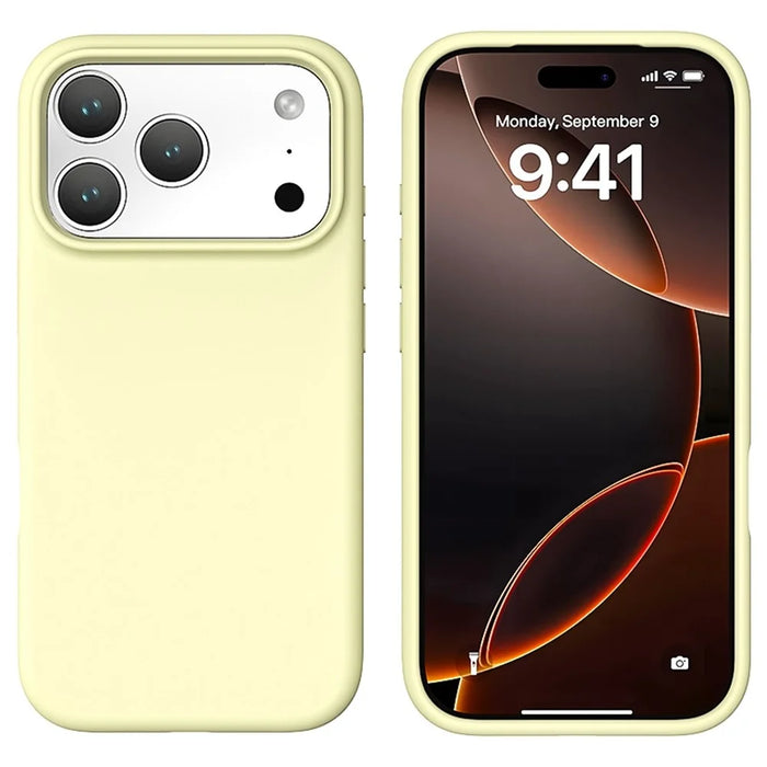 For iPhone 18 Pro / 17 Pro Case PC + Liquid Silicone Anti-Scratch Lining Phone Cover - Cream Yellow - 2