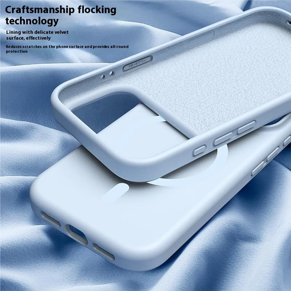 For iPhone 18 Pro / 17 Pro Case Compatible with MagSafe PC + Liquid Silicone Phone Cover - Cream Yellow - 3