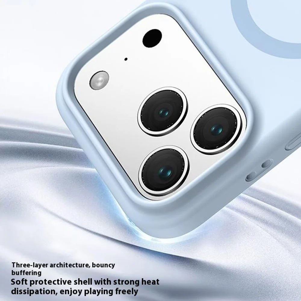 For iPhone 18 Pro / 17 Pro Case Compatible with MagSafe PC + Liquid Silicone Phone Cover - Cream Yellow - 4