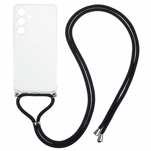 For Samsung Galaxy S25 FE Case Reinforced Corner TPU Clear Phone Cover with Lanyard - 1