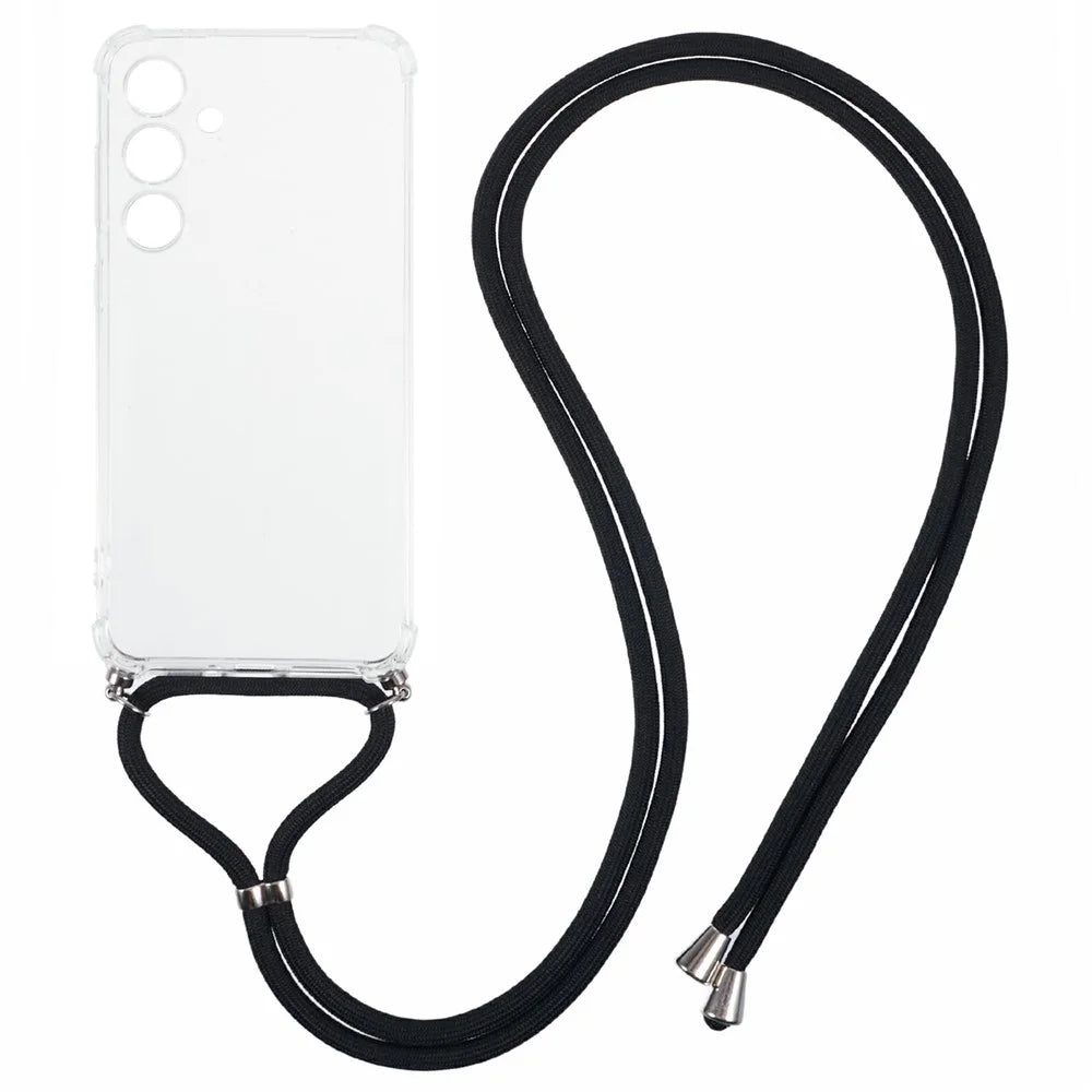 For Samsung Galaxy S25 FE Case Reinforced Corner TPU Clear Phone Cover with Lanyard - 1