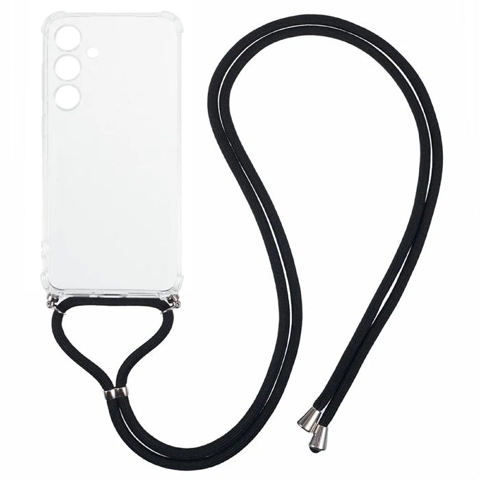 For Samsung Galaxy S25 FE Case Reinforced Corner TPU Clear Phone Cover with Lanyard - 1