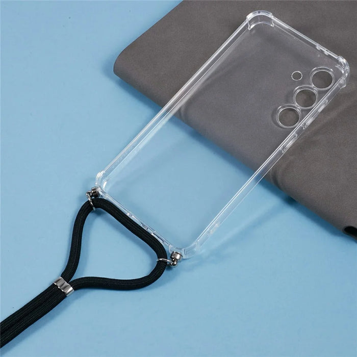 For Samsung Galaxy S25 FE Case Reinforced Corner TPU Clear Phone Cover with Lanyard - 2