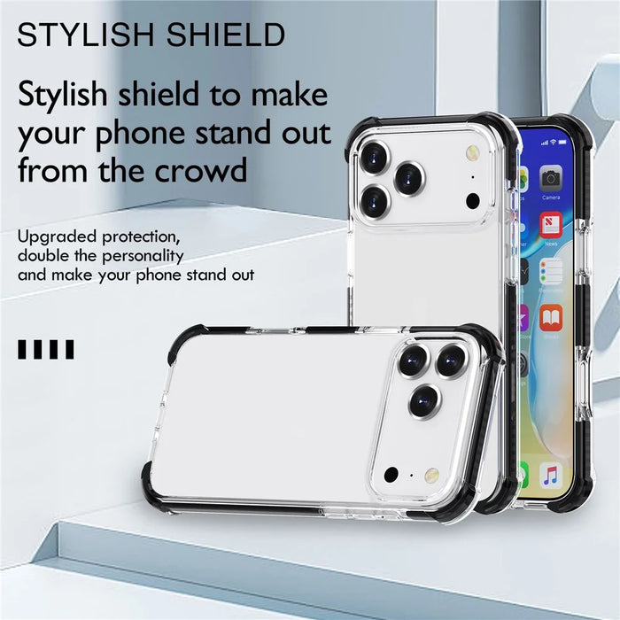 For iPhone 17 Pro Max Case Four Corners Anti Drop Clear TPU + TPE + PC Phone Cover - Transparent Black - 4