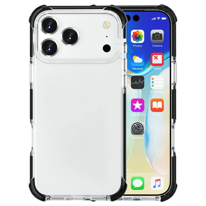 For iPhone 17 Pro Max Case Four Corners Anti Drop Clear TPU + TPE + PC Phone Cover - Transparent Black - 7