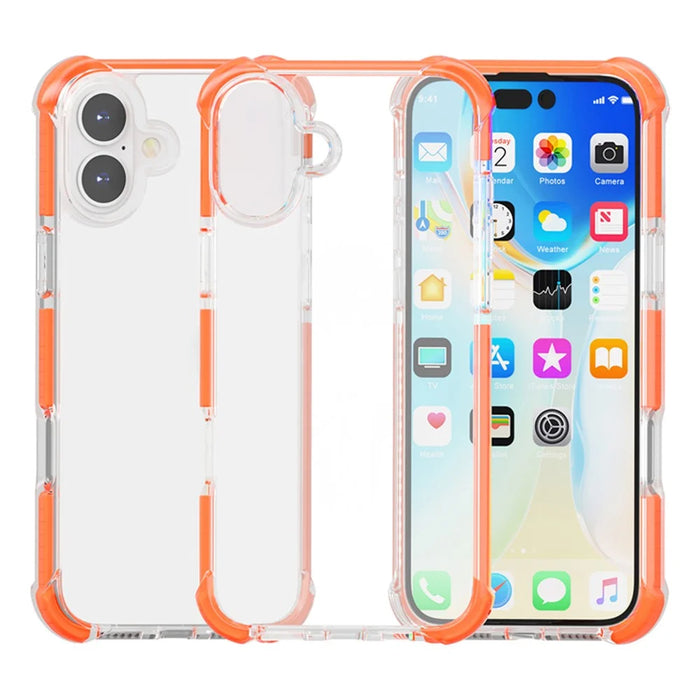 For iPhone 17 Case Four Corners Anti Drop Clear TPU + TPE + PC Phone Cover - Transparent Orange - 2