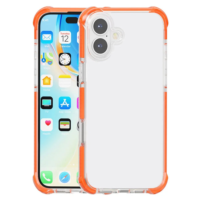 For iPhone 17 Case Four Corners Anti Drop Clear TPU + TPE + PC Phone Cover - Transparent Orange - 3