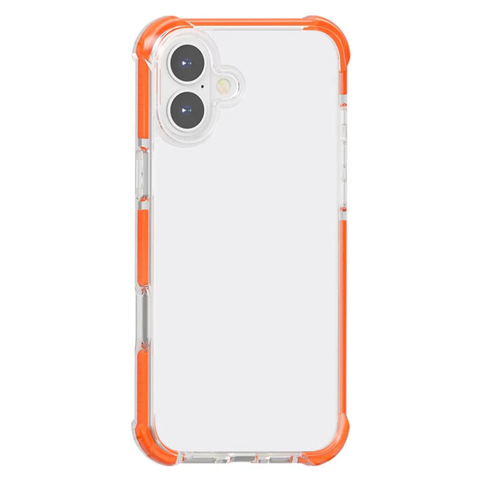 For iPhone 17 Case Four Corners Anti Drop Clear TPU + TPE + PC Phone Cover - Transparent Orange - 4