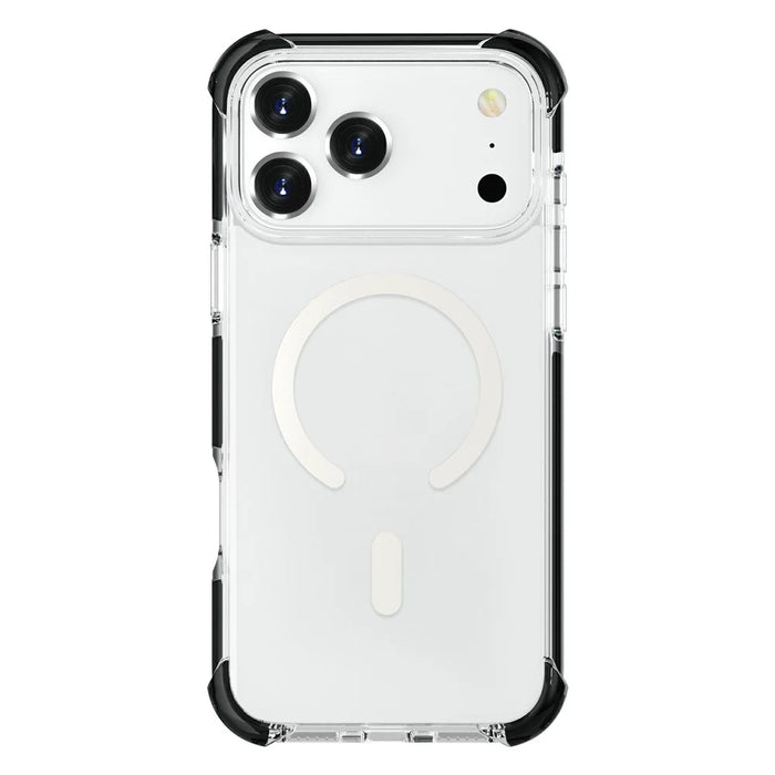 For iPhone 17 Pro Case Compatible with MagSafe Reinforced Corners TPU + Acrylic + TPE Phone Cover - Clear + Black - 5