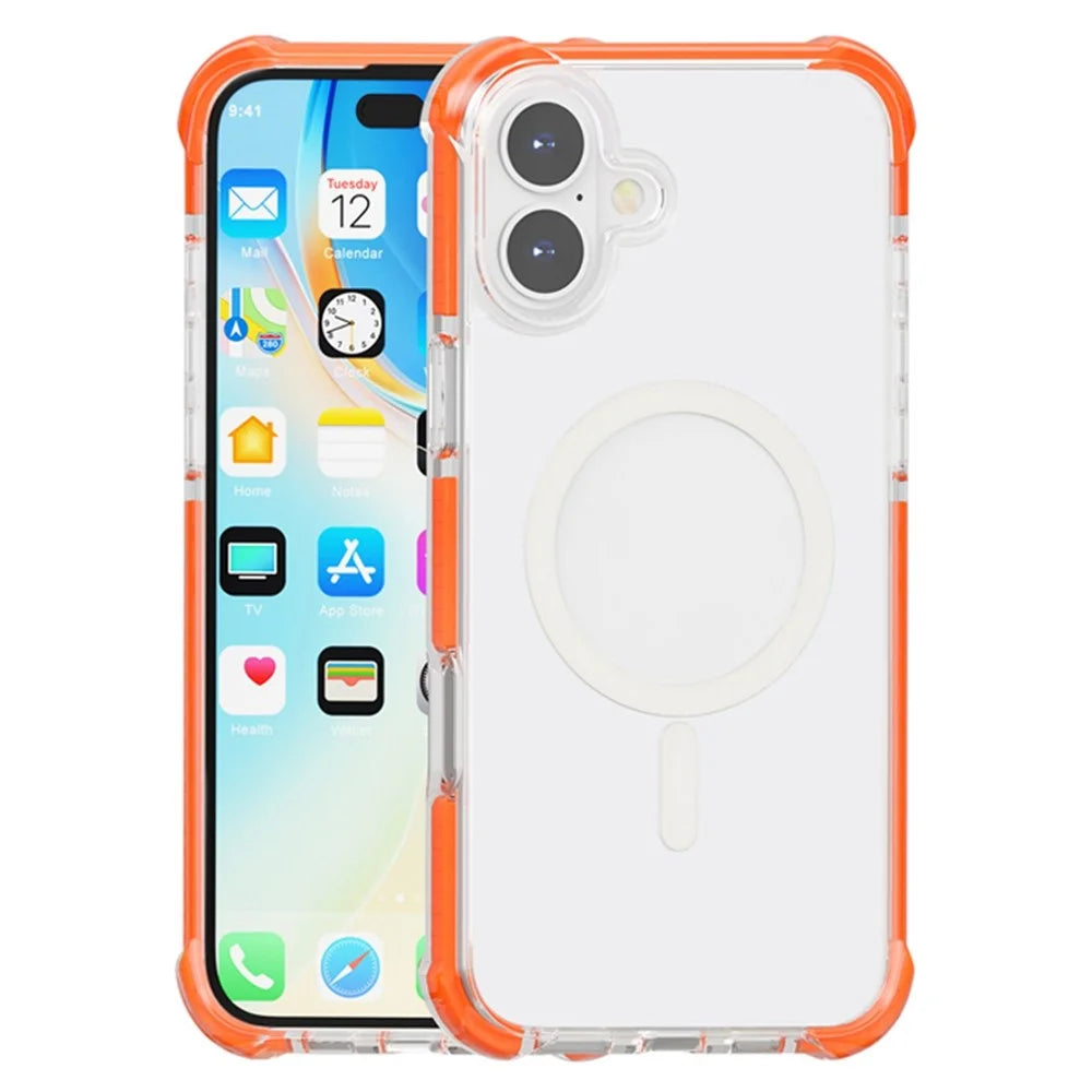 For iPhone 17 Case Compatible with MagSafe Reinforced Corners TPU + Acrylic + TPE Phone Cover - Orange - 3