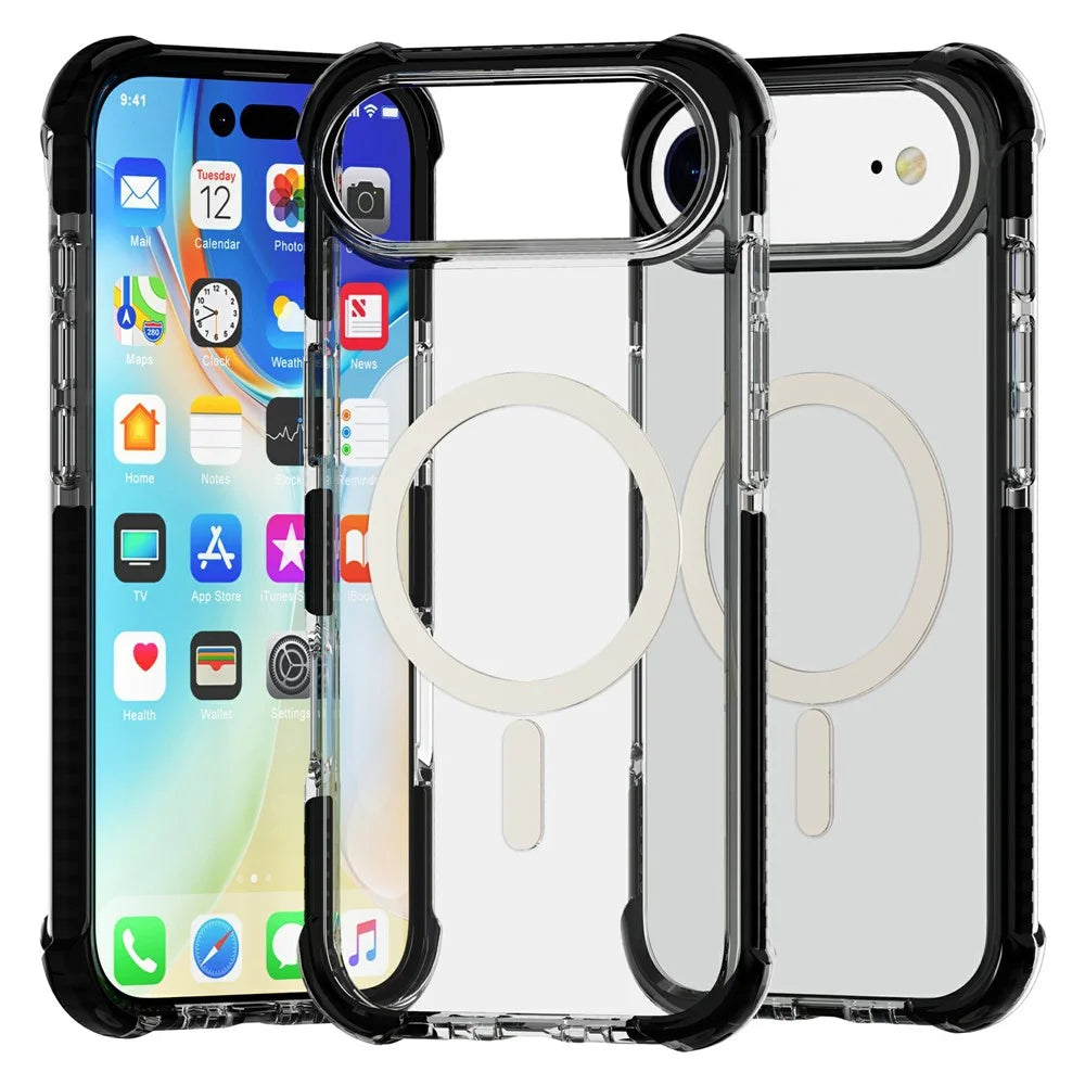 For iPhone Air Case Compatible with MagSafe Reinforced Corners TPU + Acrylic + TPE Phone Cover - Black - 2